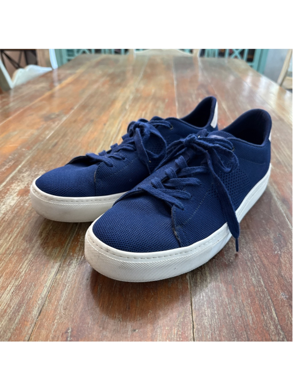 GREATS Royale Knit Sneakers Men’s 11.5 Navy Blue White Low Top Made In Italy